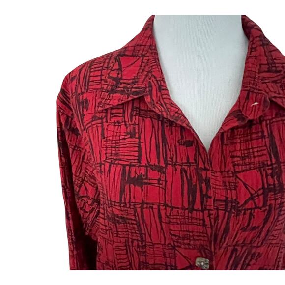 Habitat Lagenlook Button Top Womens Medium Artsy Flowy Shirt *1 Missing Button - Picture 3 of 10